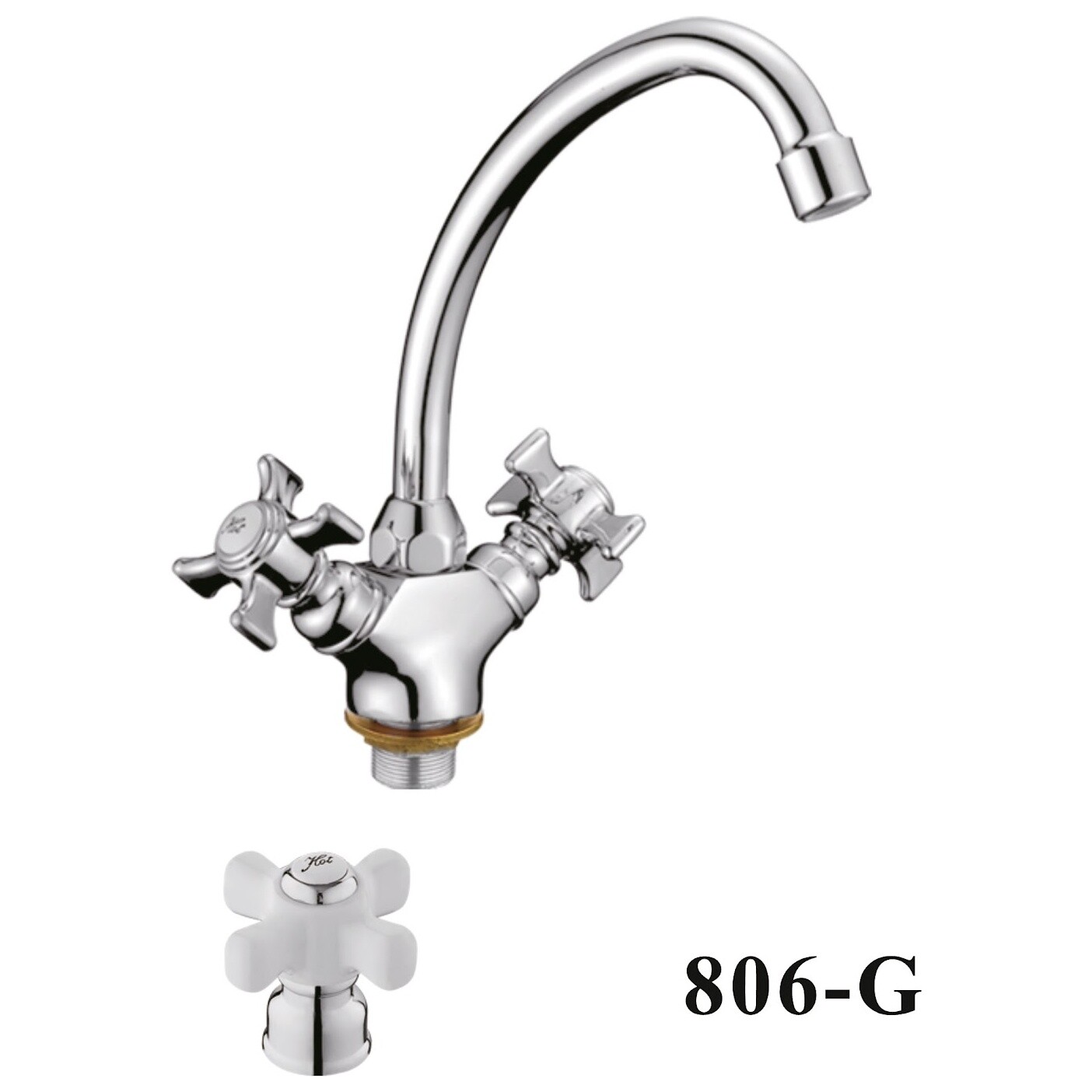 Смеситель для кухни двухвентильный хром D-Lin D156806-G