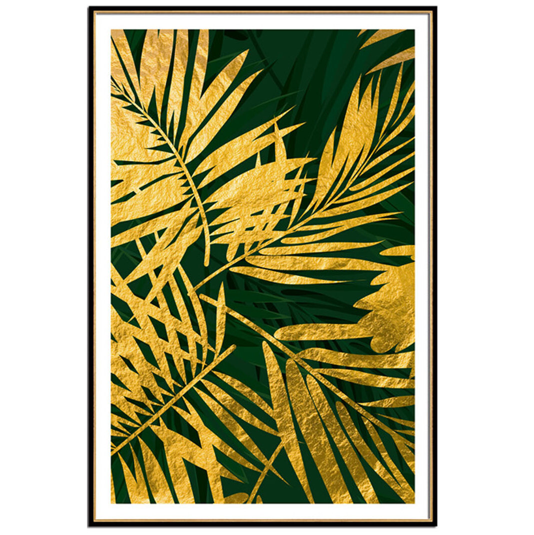 Постер прямоугольный на художественной бумаге 80х60 см &quot;Золотые листья пальмы-3&quot;