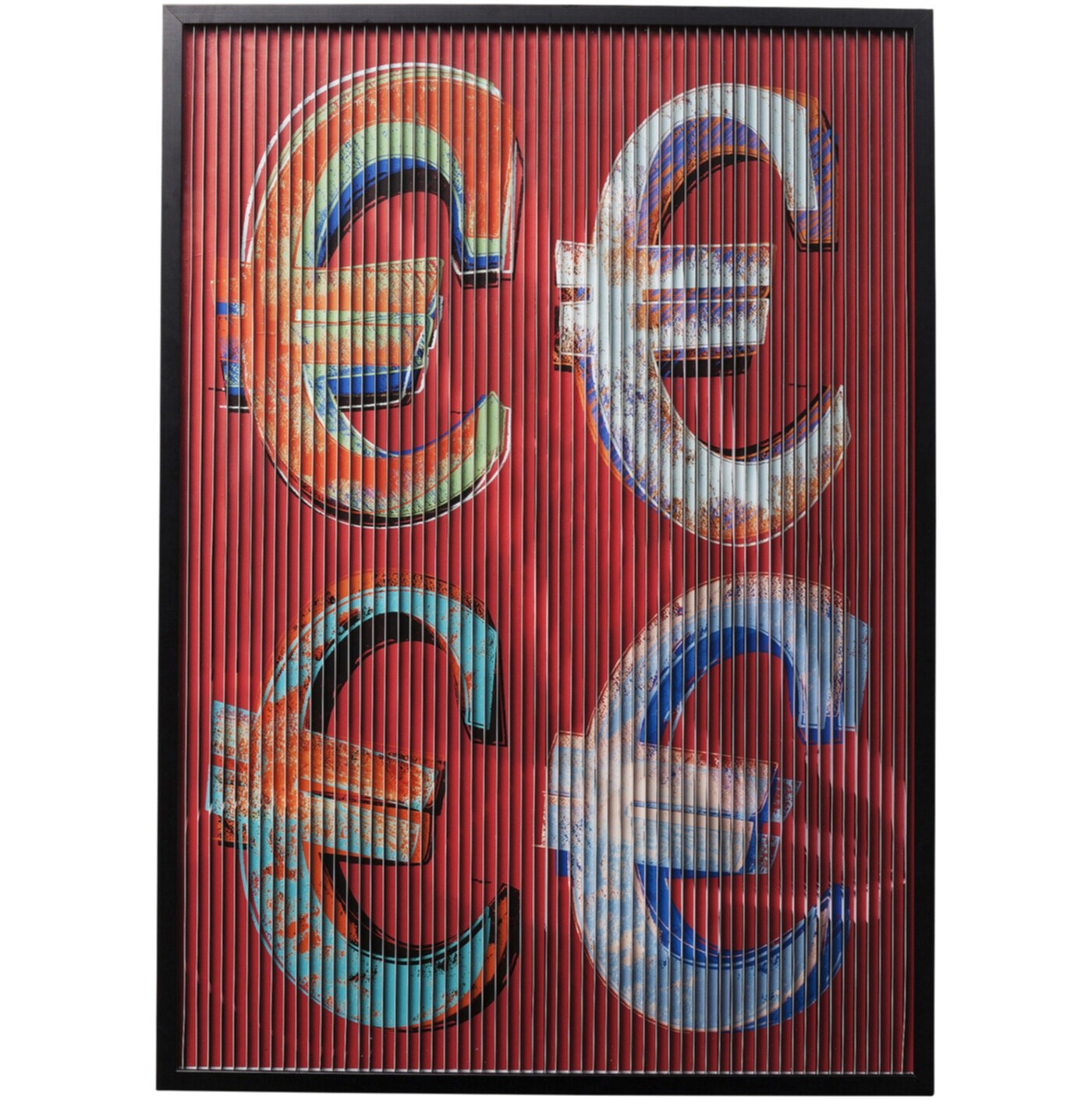 Картина в рамке красная Currency Euro 60874