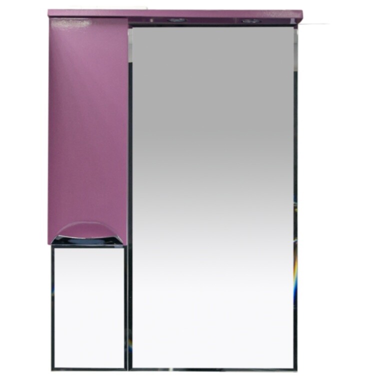 Зеркало настенное со шкафом и подсветкой левое розовое &quot;Жасмин-65&quot;