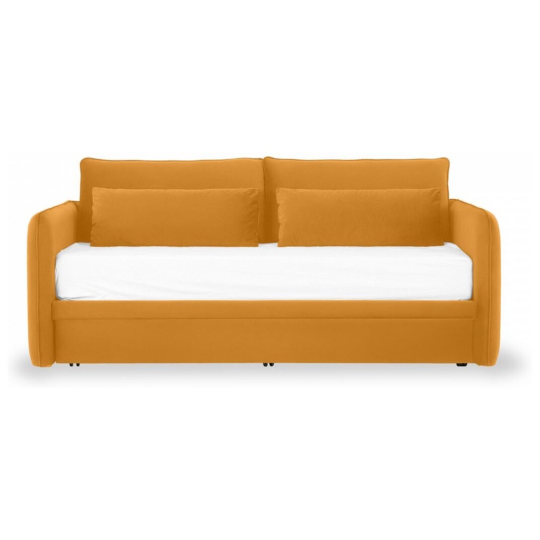Диван прямой двухместный с подушками оранжевый Vicari