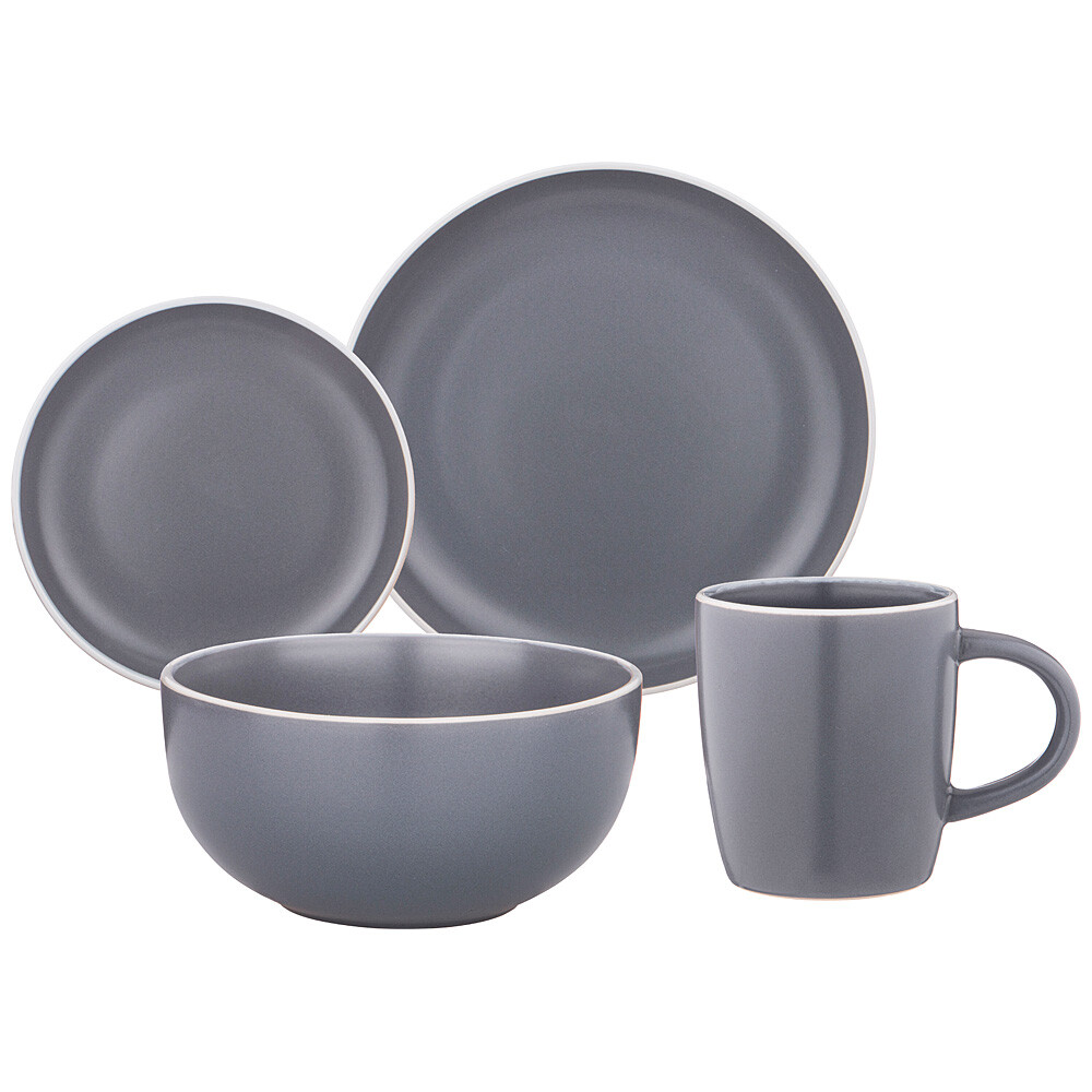 Набор посуды обеденный керамический на 4 персоны серый Lefard Pandora