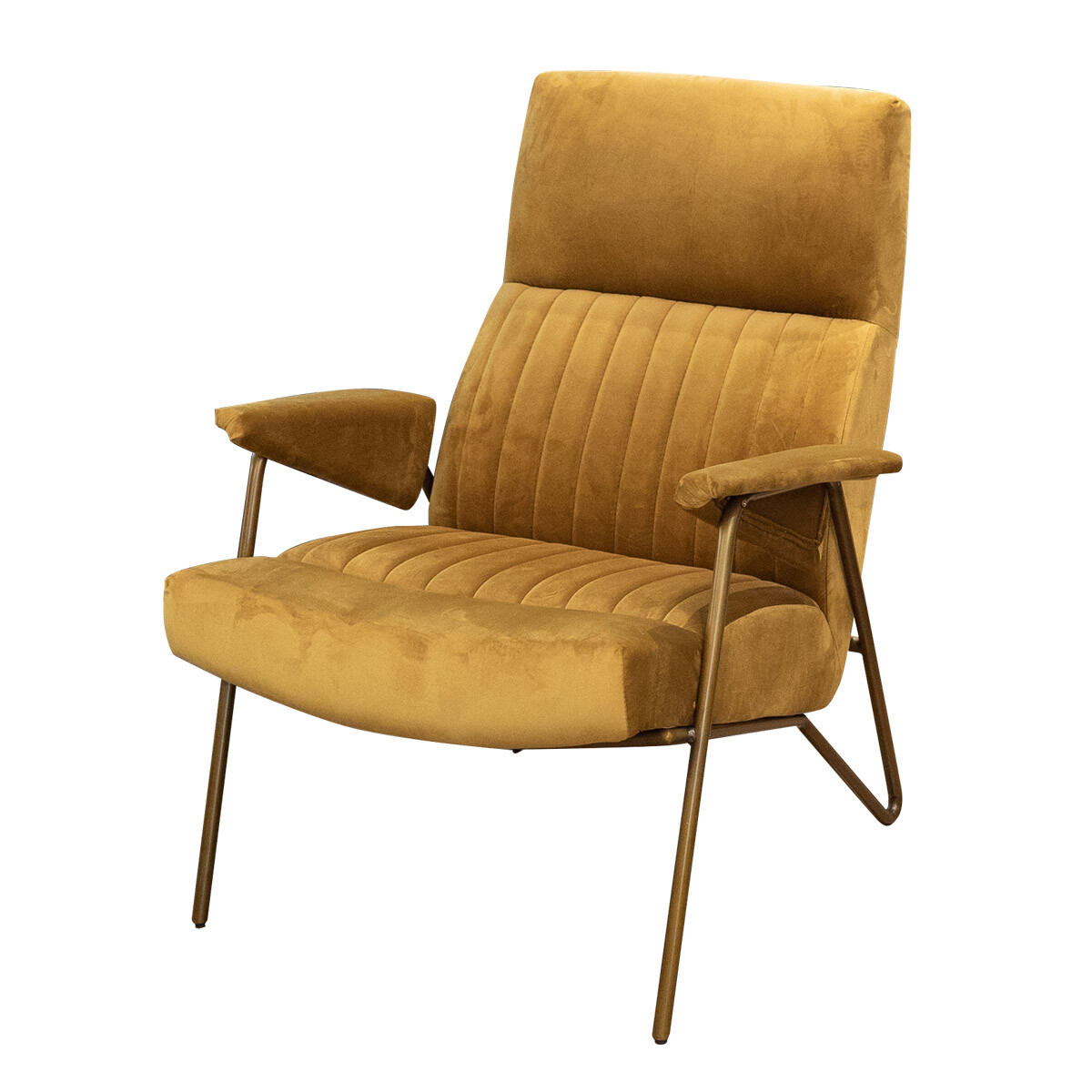 Кресло с мягкими подлокотниками на металлическом каркасе янтарное, золото Ibex