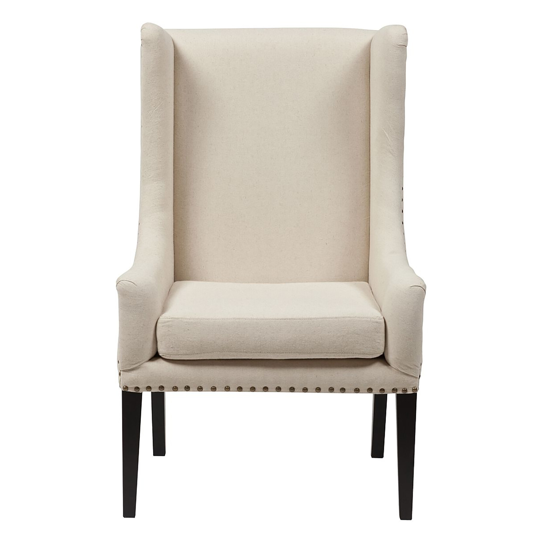 Кресло с мягкими подлокотниками белое Nailhead Fabric Armchair