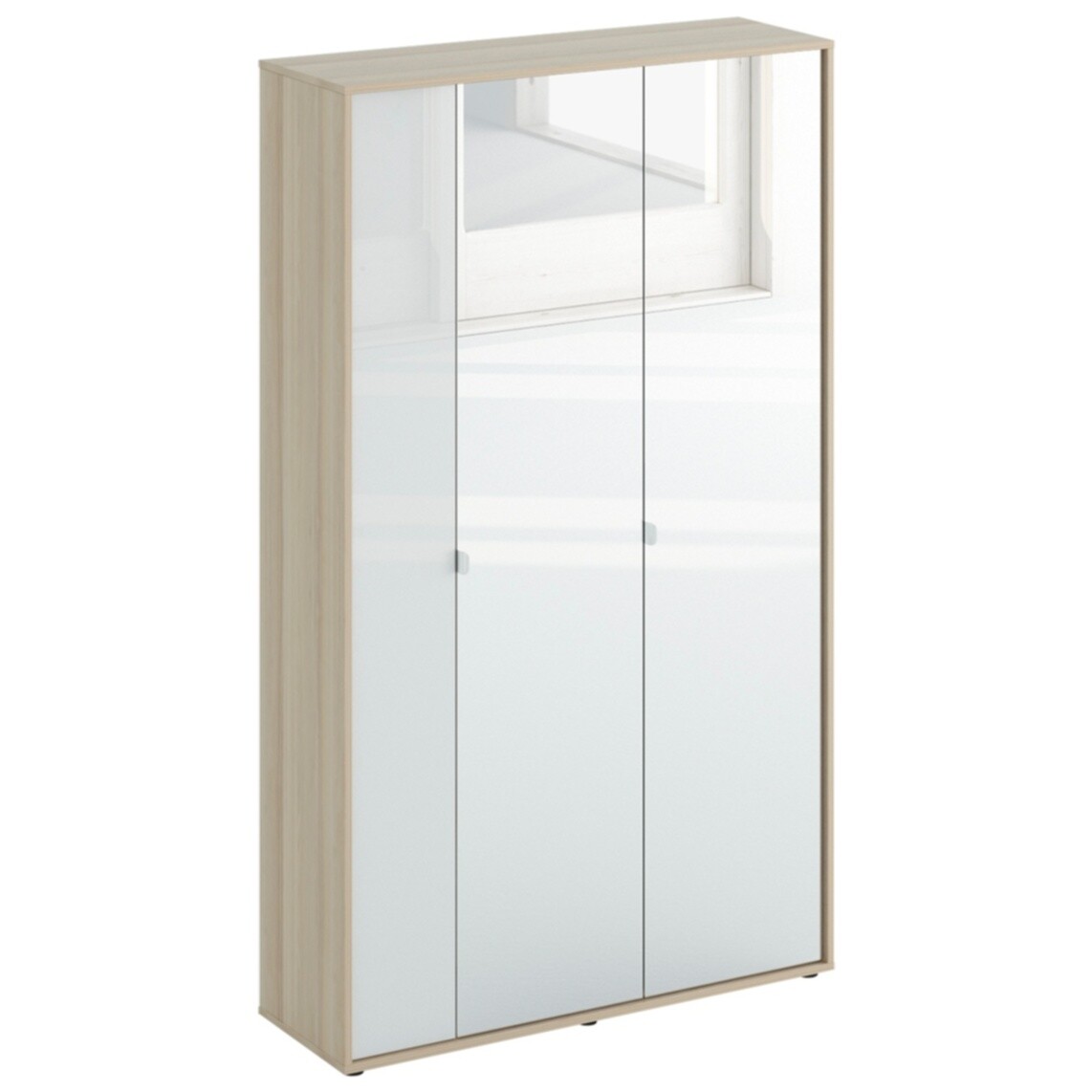 Шкаф распашной трехдверный 190х112 см зеркальный, стекло белое Latte