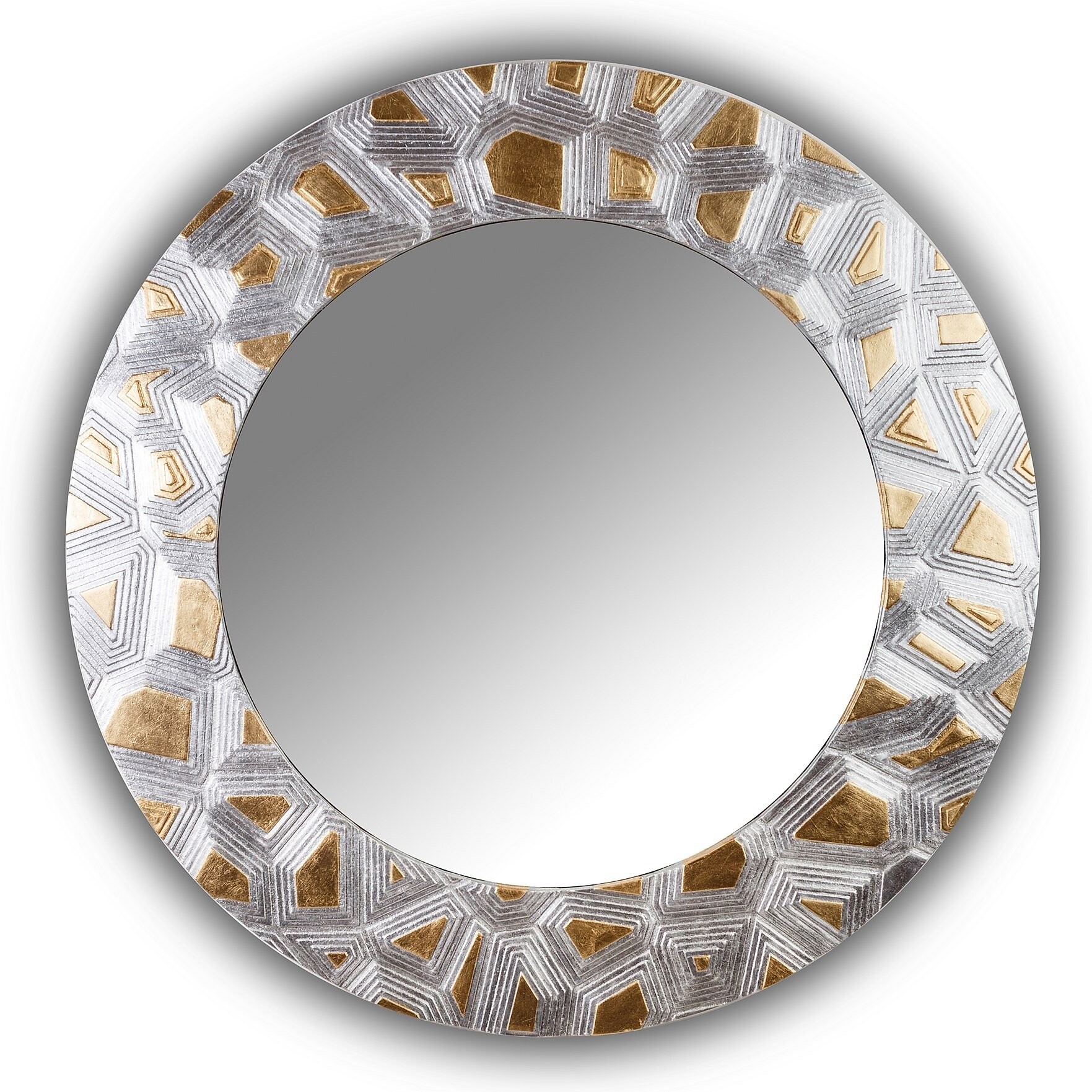 Зеркало круглое настенное золото с серебром FASHION GROOVE