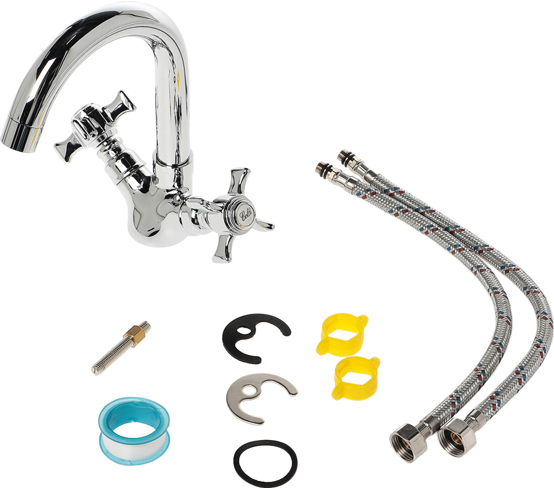 Смеситель для раковины двухвентильный хром Diwo "Самара" SA-01cr - изображение 7