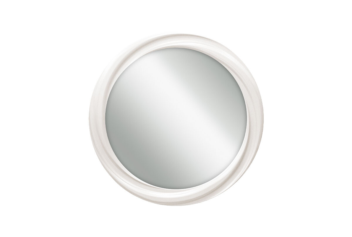 Круглое зеркало в деревянной раме белое Fleuron