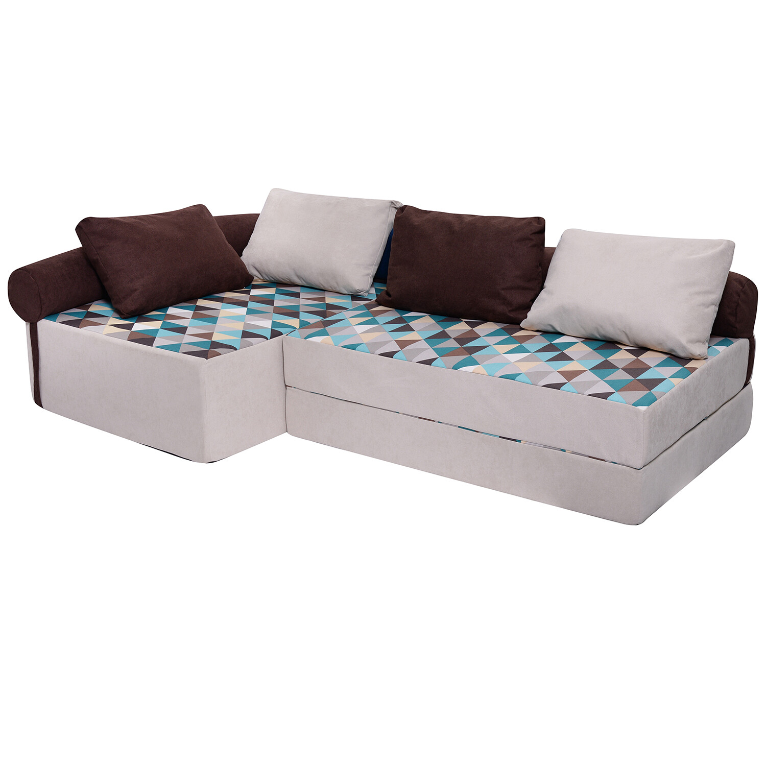 Бескаркасный модульный диван раскладной П-образный голубой, серый &quot;Изумруд&quot; Space 