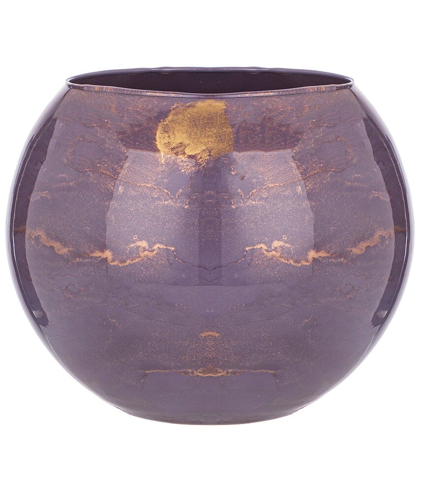 Ваза стеклянная фиолетовая 20 см Sfera Golden Marble Lavender