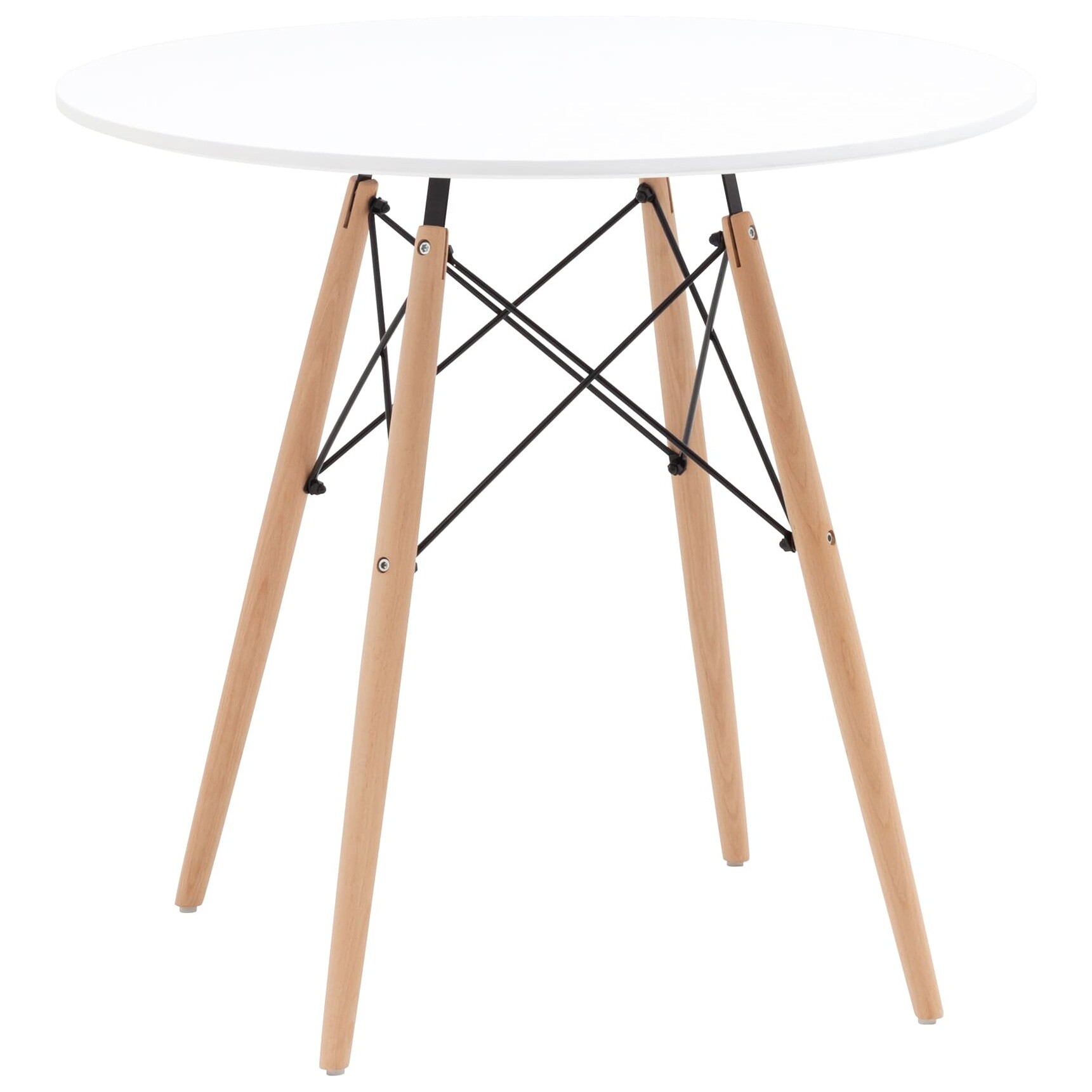 Обеденный стол круглый на деревянных ножках 80 см белый DSW New