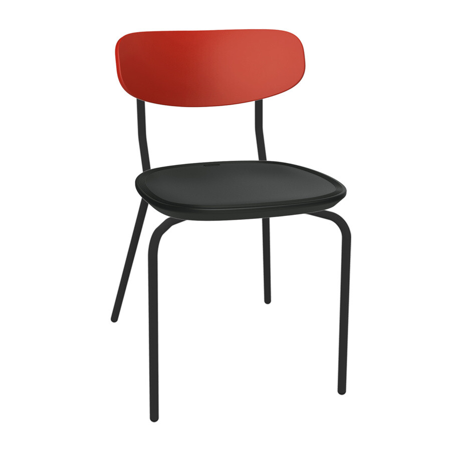 Штабелируемый стул пластиковый на металлокаркасе красный, черный муар &quot;Точка Роста&quot; SHT-S85М-2