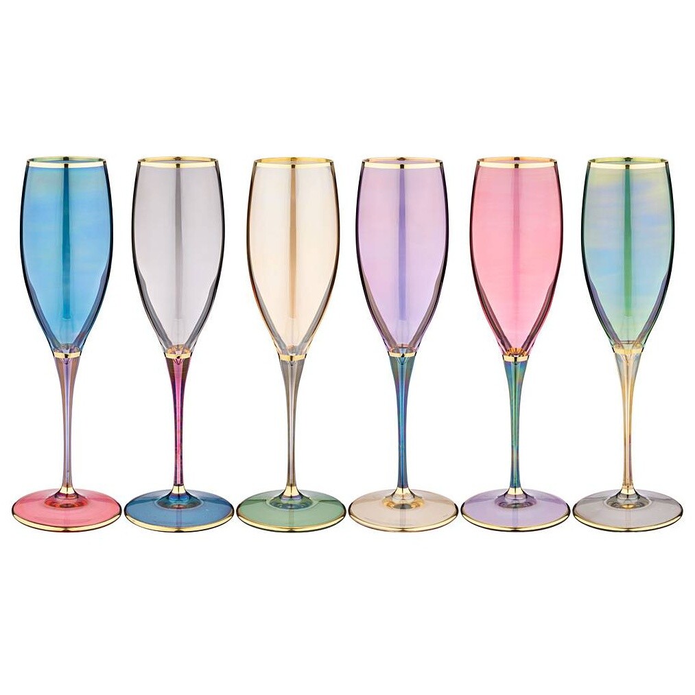 Бокалы стеклянные для шампанского 260 мл 6 шт разноцветные Premium Colors