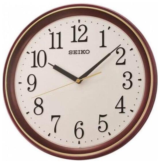 Часы настенные кварцевые пластиковые круглые 34 см коричневые QXA768BT