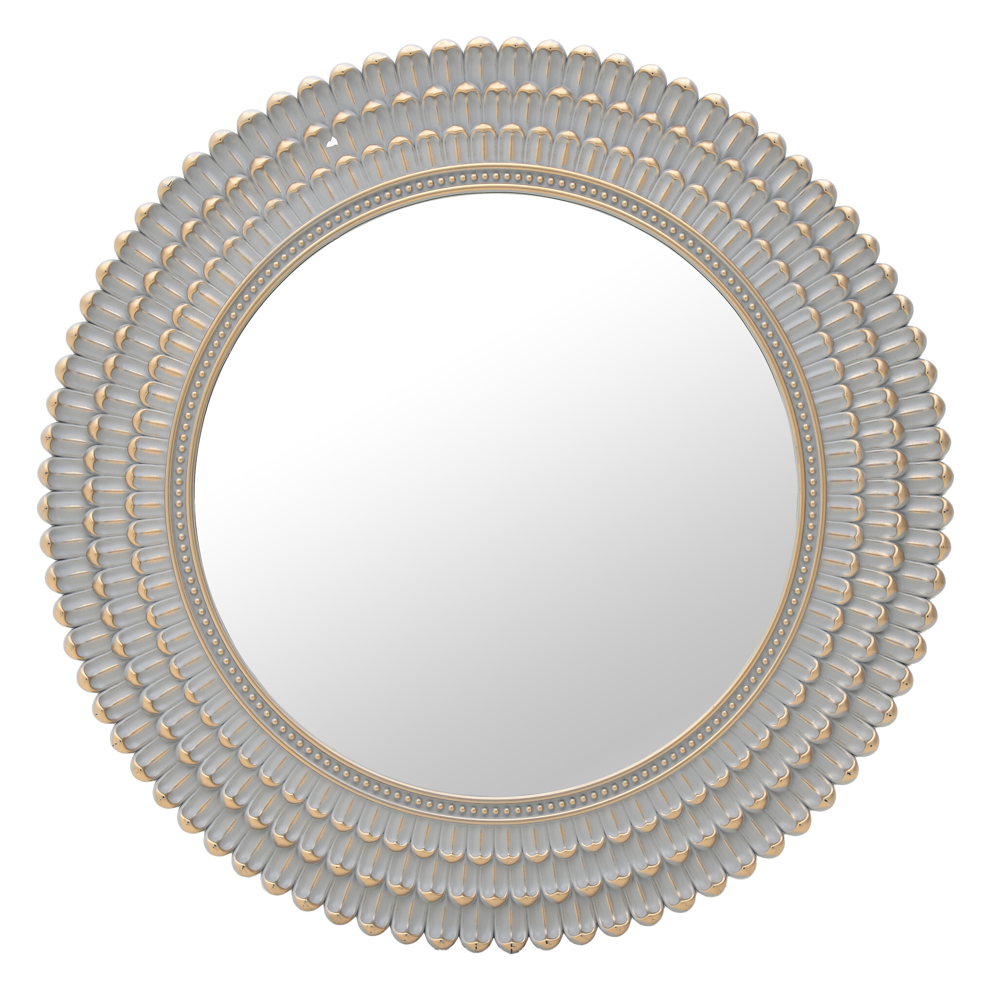 Круглое зеркало настенное серо-золотое