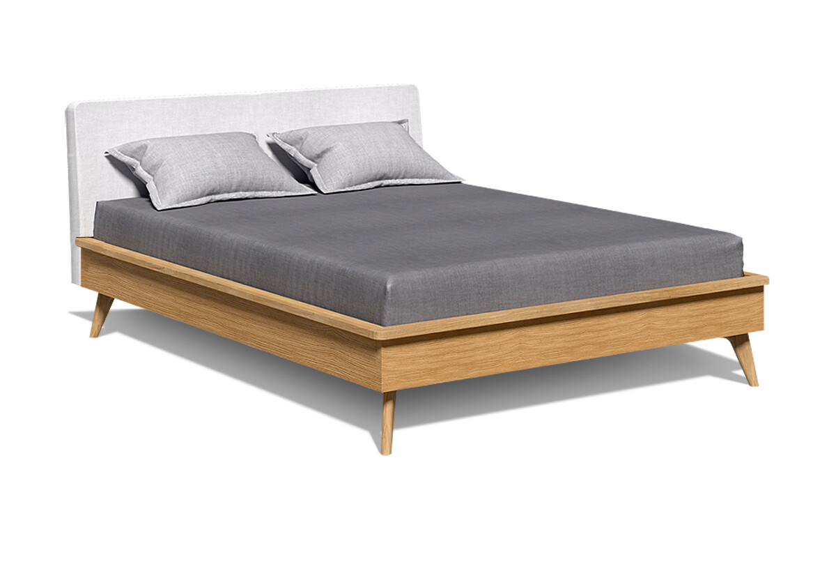 Кровать двуспальная светло-коричневая с кремовым изголовьем 180х200 см Elva