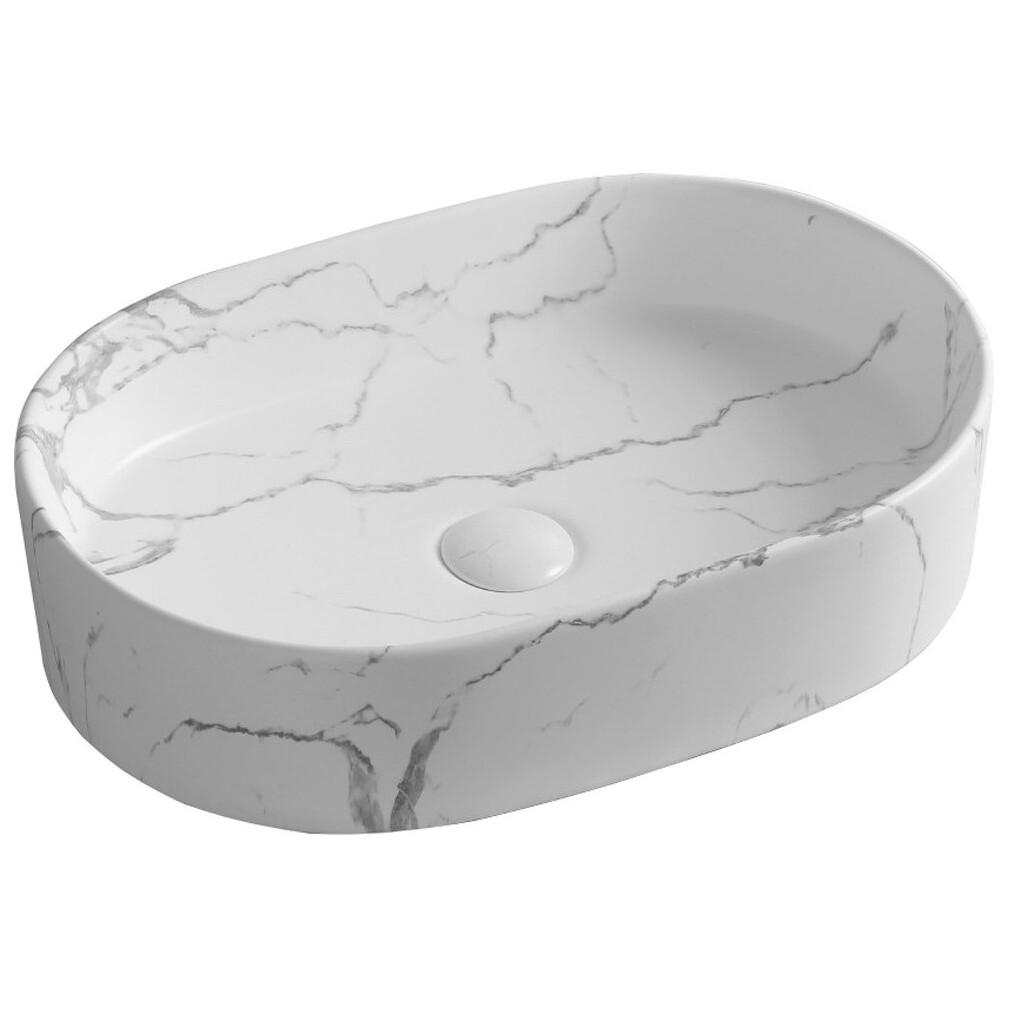 Раковина накладная фарфоровая овальная 35х50 см белый мрамор Cerutti SPA CR0055B MMW2