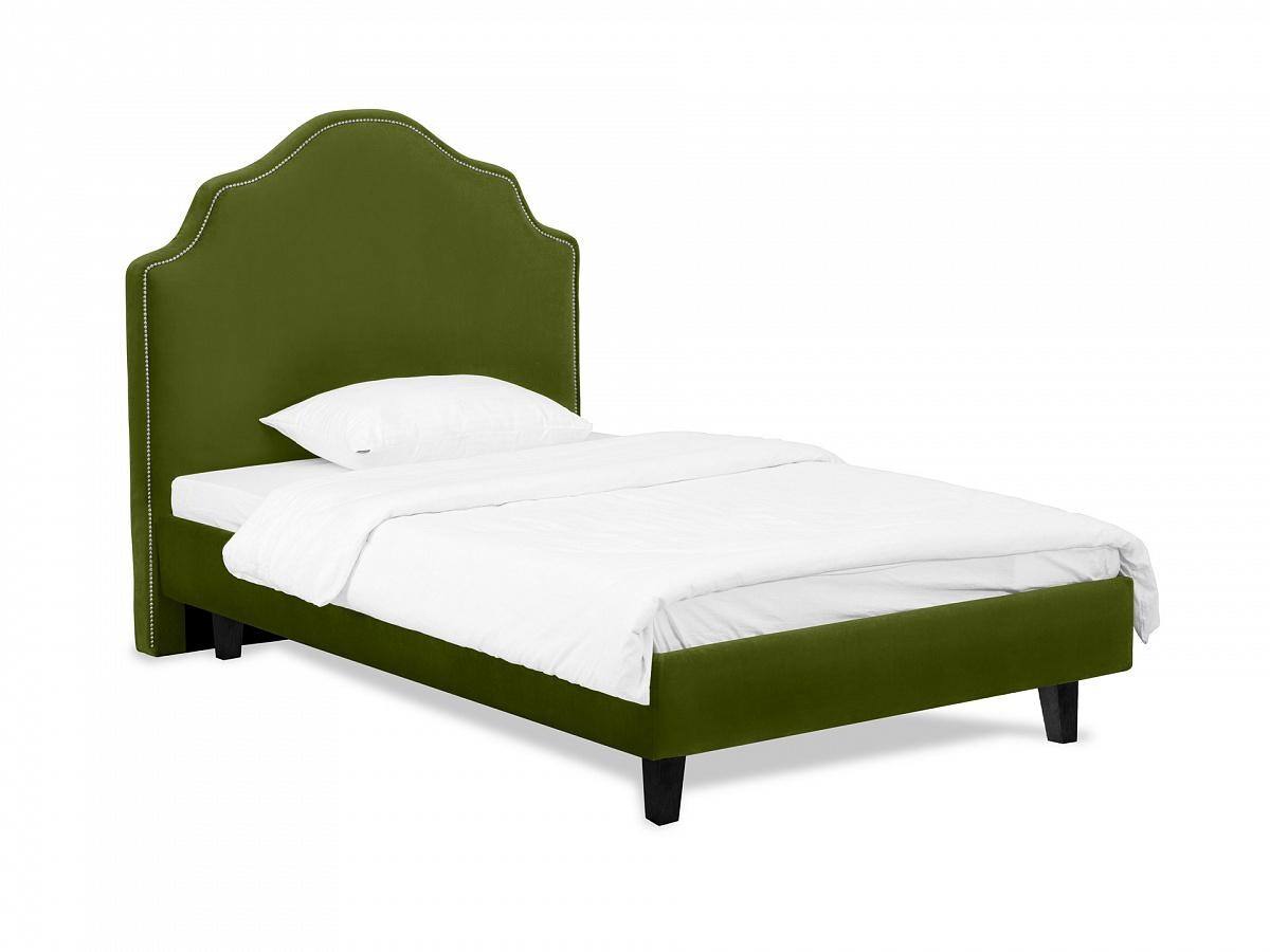 Кровать полутораспальная с мягким изголовьем 120х200 см зеленая Princess II L