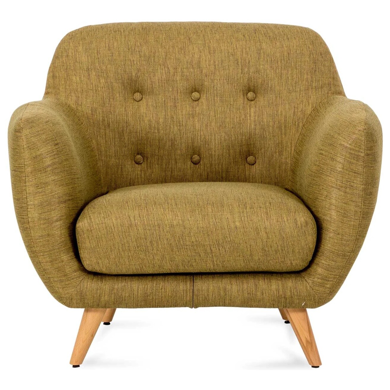Кресло мягкое на деревянных ножках ткань Emotion Neon 100-20 желтое Loa