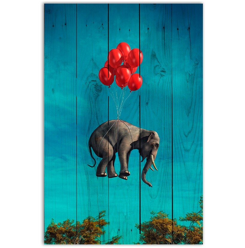 Картина на дереве 80х120 см &quot;Слон с шариками&quot;