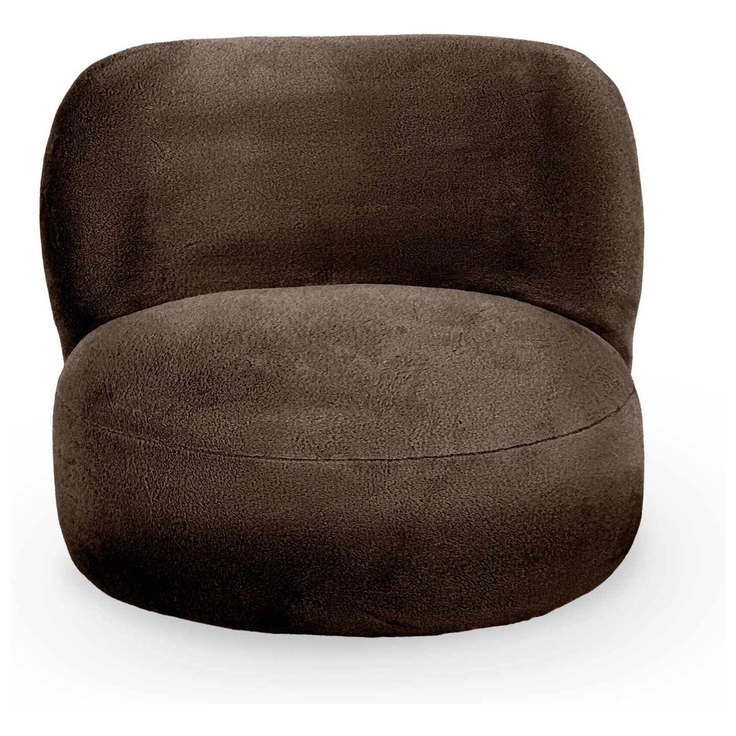Кресло мягкое круглое без ножек искусственный мех коричневое Patti 78-5