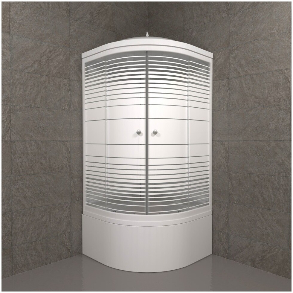 Душевая кабина четверть круга с высоким поддоном 90х90 см белая Triton "Полосы Б" Щ0000061836 - изображение 4