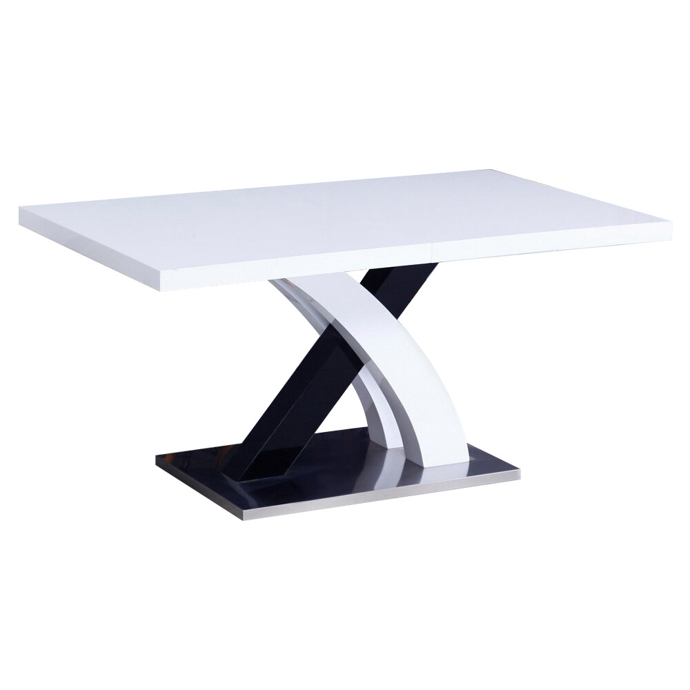 Обеденный стол белый с фигурной ножкой и подиумом 160-220 см Halcyon