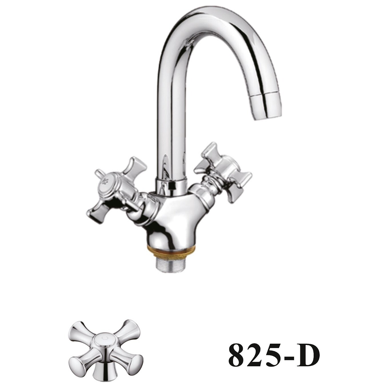 Смеситель для раковины двухвентильный хром D-Lin D156825-D