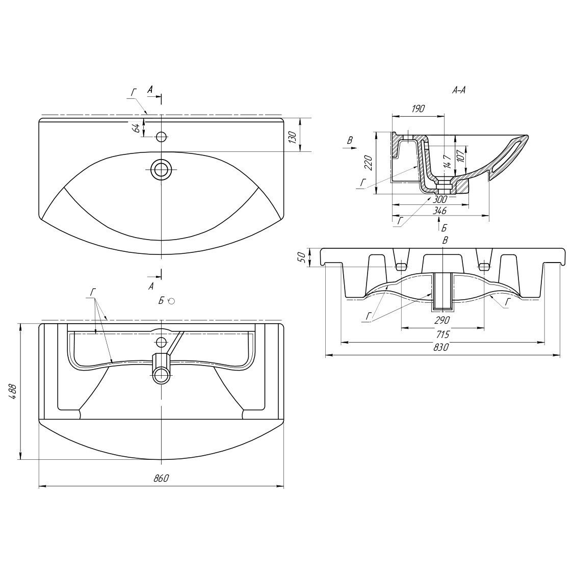 Раковина мебельная полукруглая 85 см белая Dreja "Лагуна" 191676 - изображение 5