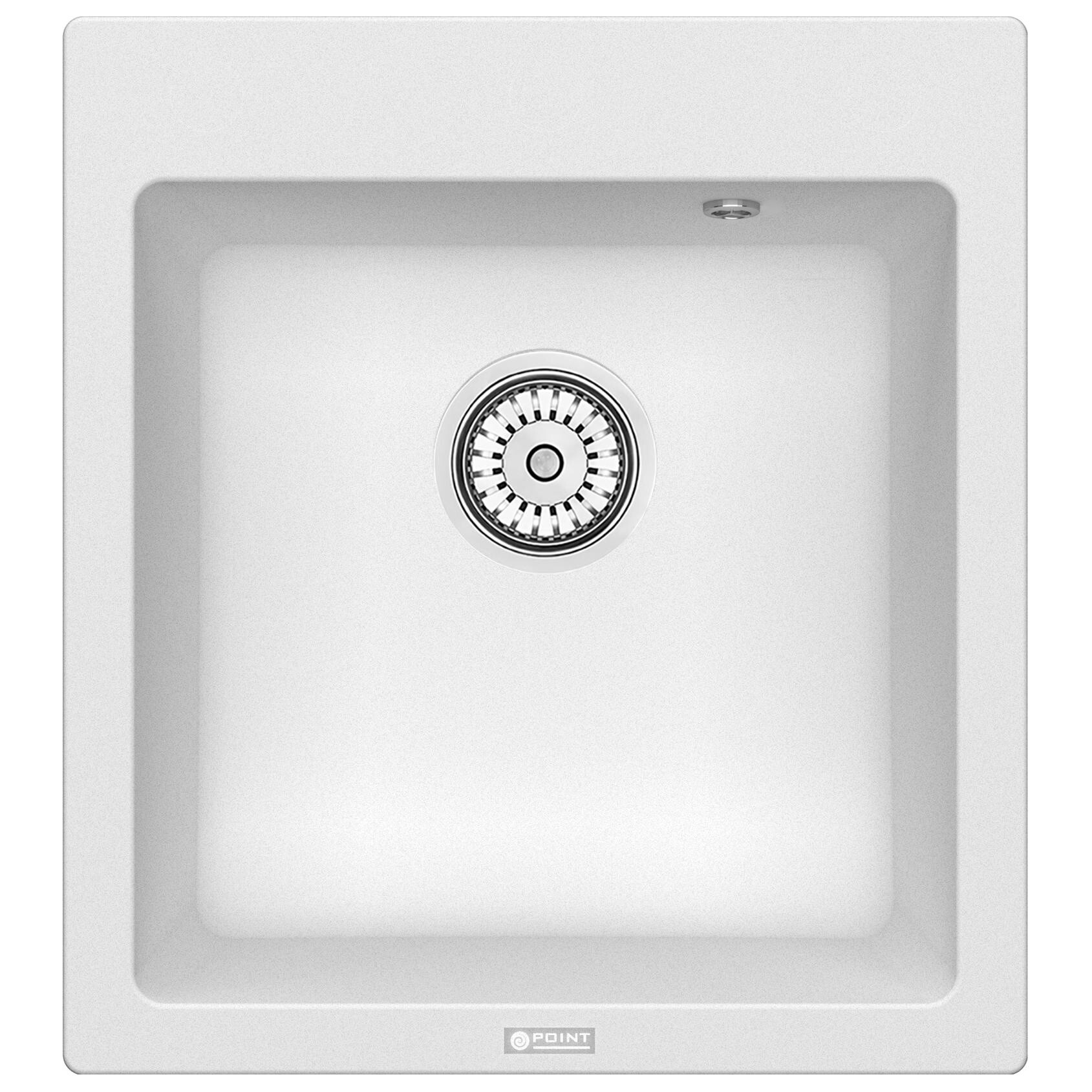 Мойка кухонная кварцевая квадратная белая Point &quot;Моко 47&quot; PN3006W