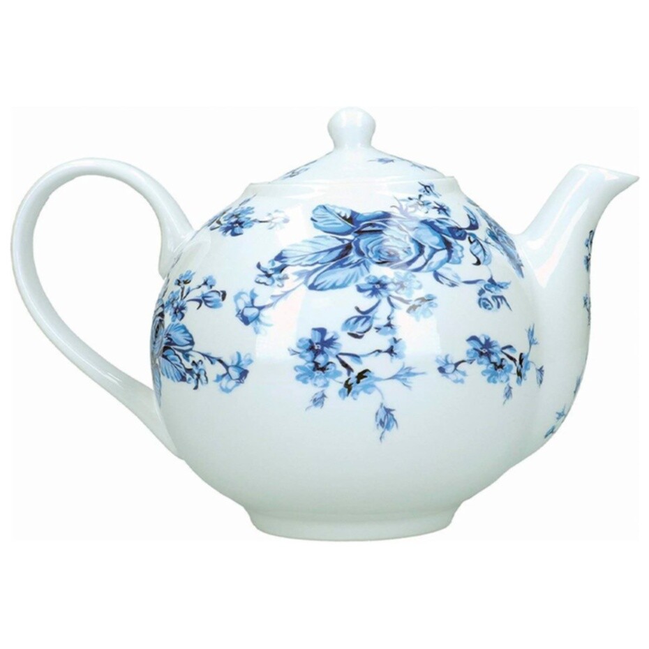Заварочный чайник белый с голубыми цветами 1 л