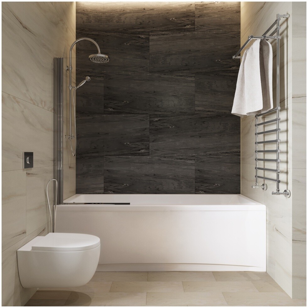 Штора на ванну фиксированная стеклянная 75х140 см хром "Соло" Triton Щ0000038541 - изображение 7