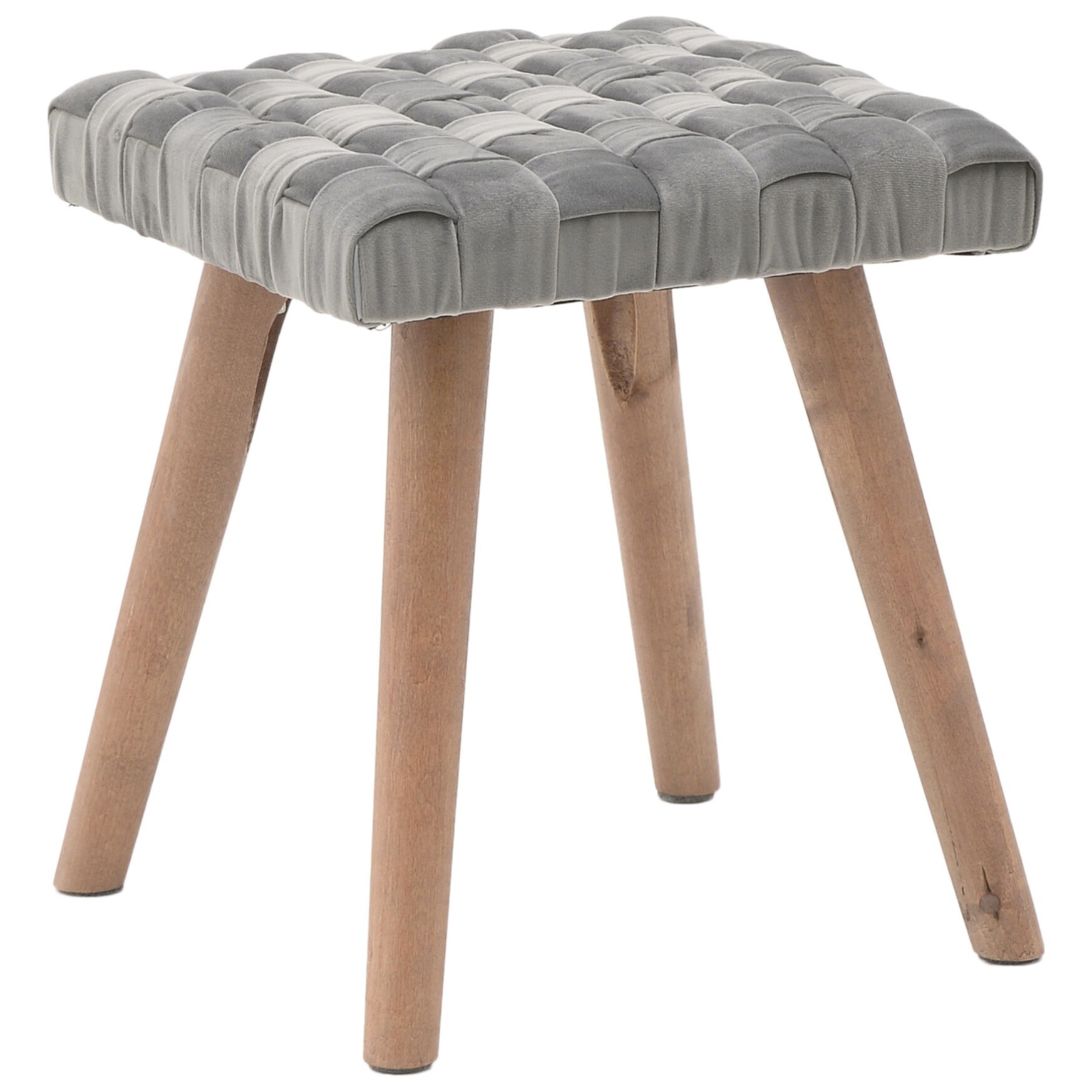 Табурет квадратный с мягким сиденьем на деревянных ножках серый