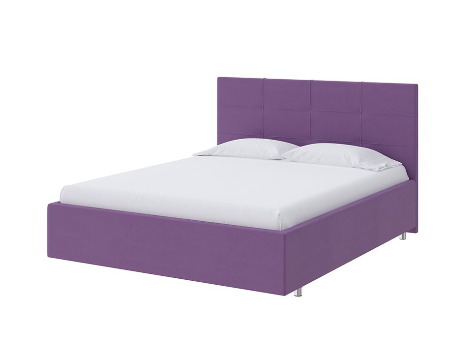 Кровать двуспальная велюровая светло-фиолетовая 160x200 см Neo