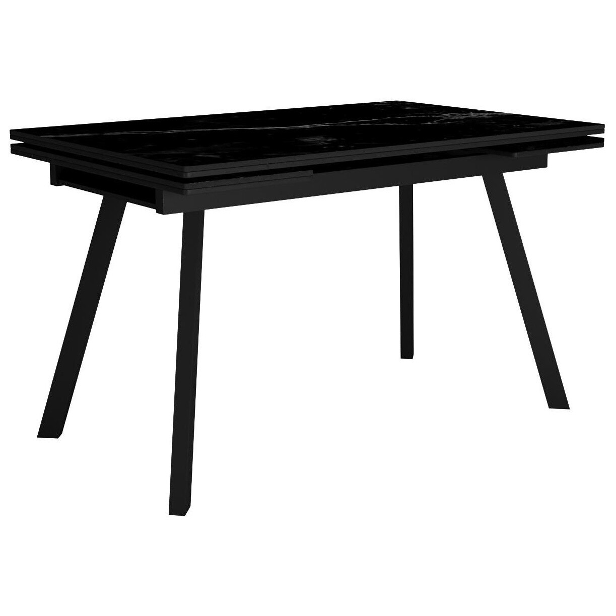 Обеденный стол раздвижной прямоугольный с керамической столешницей 80х125 см черный мрамор SKA125