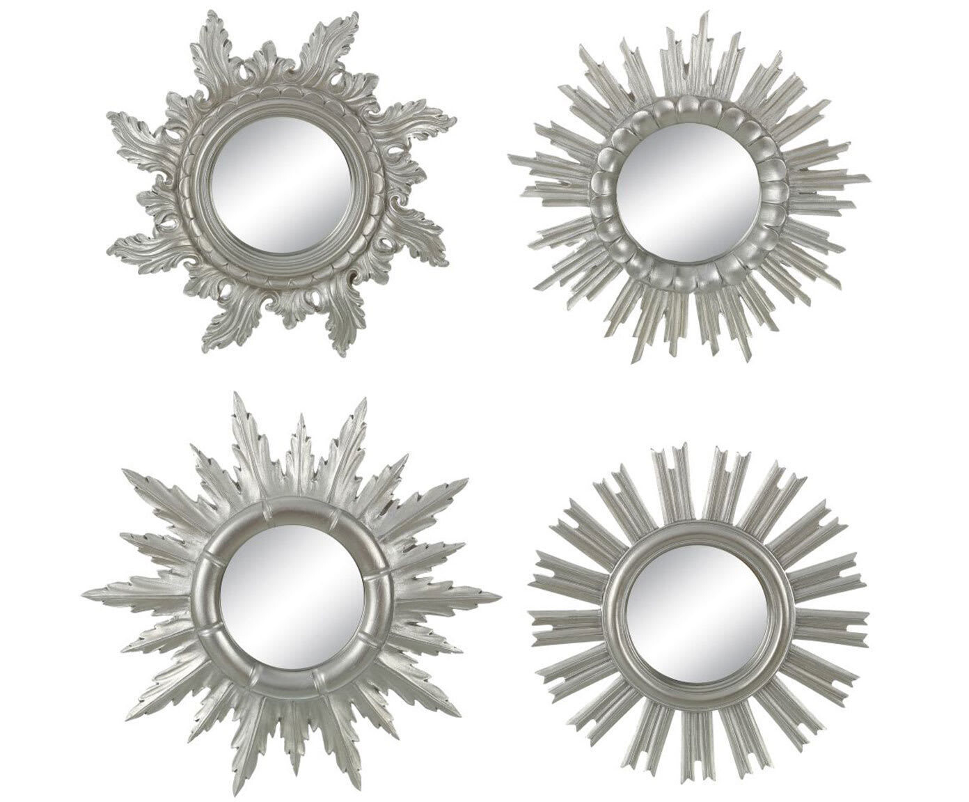 Комплект зеркал-солнце в серебряных рамах Silver Sunny, 4 штуки