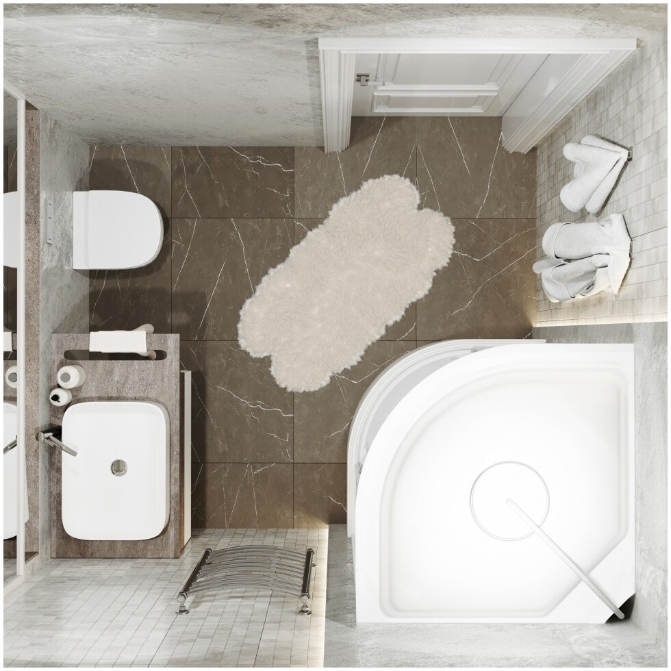 Душевая кабина четверть круга со средним поддоном 100х100 см белая Triton "Полосы В" Щ0000061824 - изображение 4