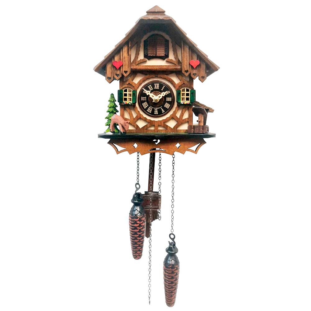 Часы настенные деревянные с кукушкой темно-коричневые 0413-8M