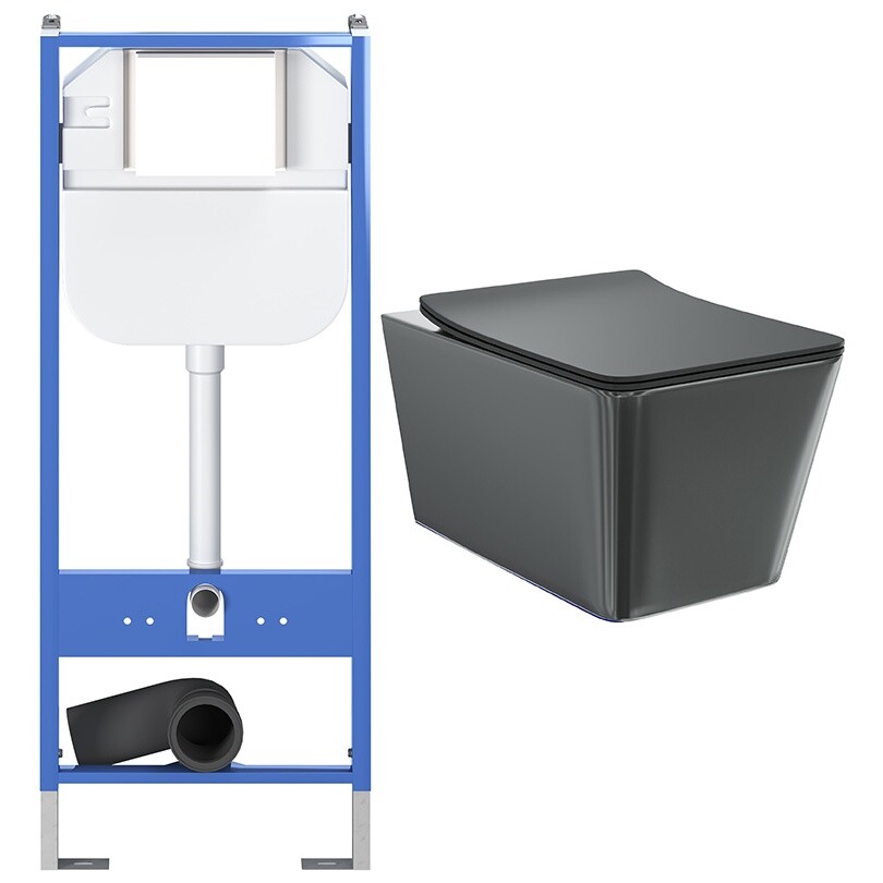 Унитаз подвесной черный Creto Logan L2 1002-002-L2BLMAT с инсталляцией Standart 1.0