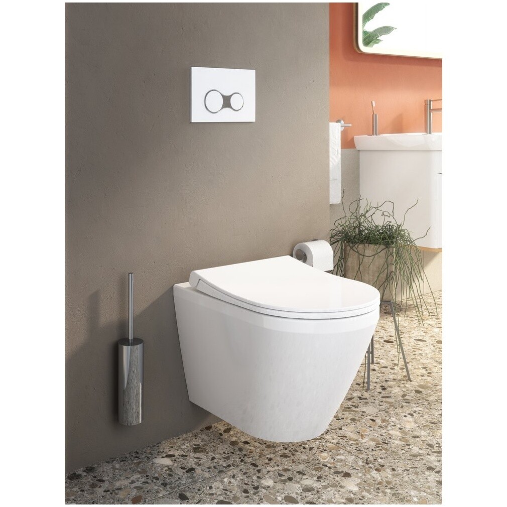 Унитаз подвесной с инсталляцией и кнопкой смыва хром Vitra Integra Round 9856B003-7205 - изображение 4