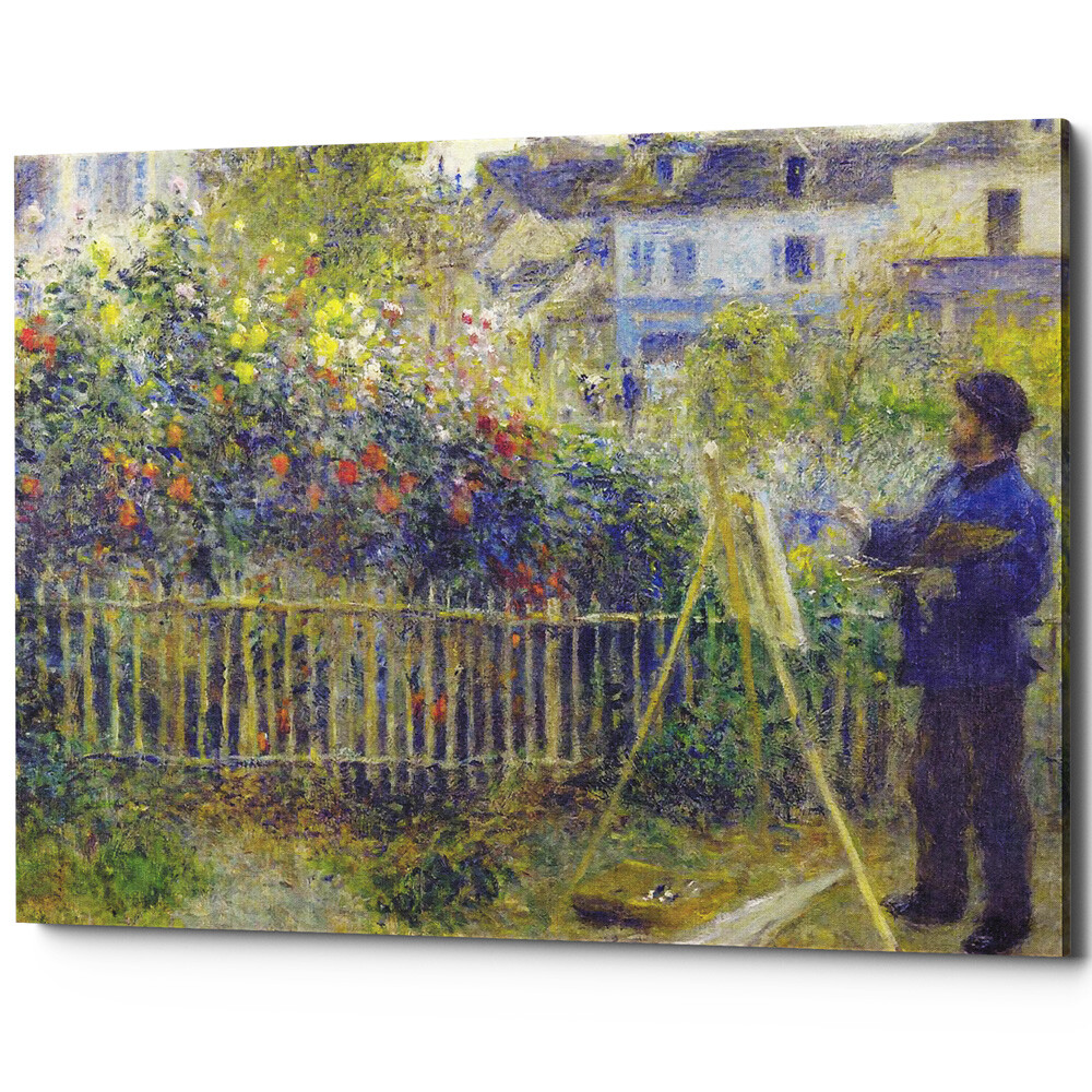 Картина на холсте 50х75 см разноцветная &quot;Клод Моне за рисованием в своем саду в Аржантее&quot;