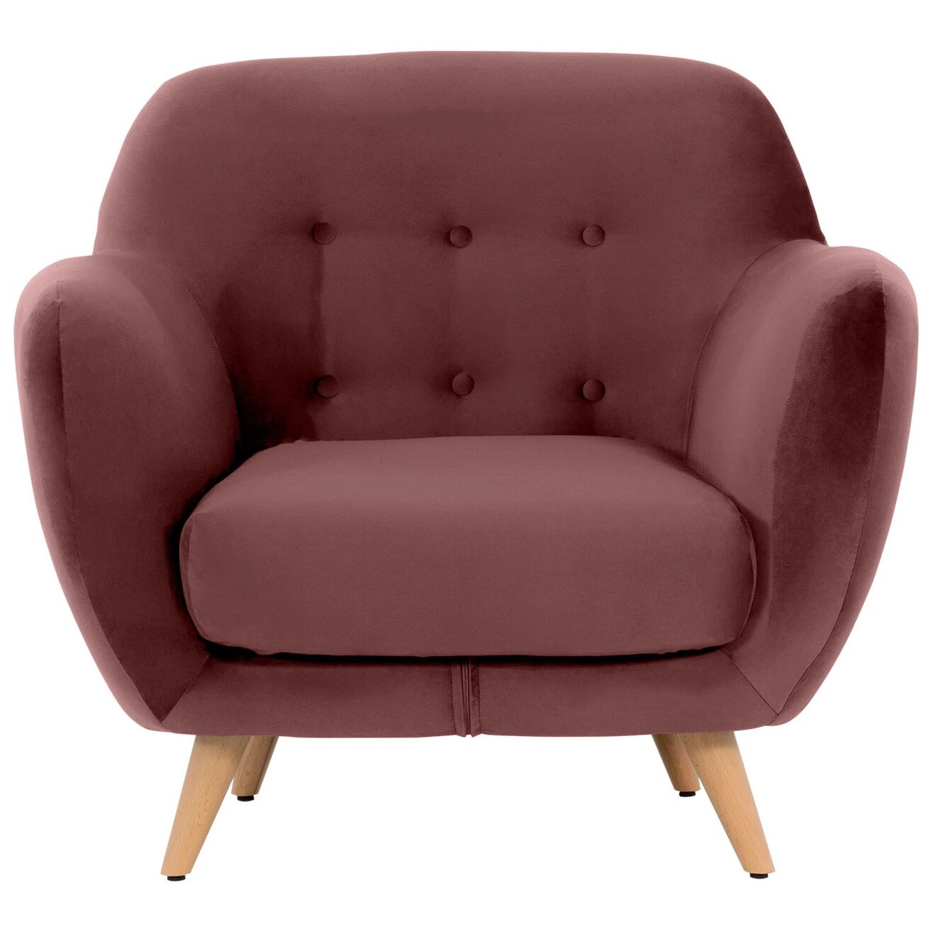 Кресло мягкое на деревянных ножках ткань Foxy 62 розовое Loa