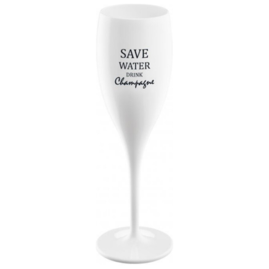 Бокал для шампанского с надписью save water drink champagne, белый