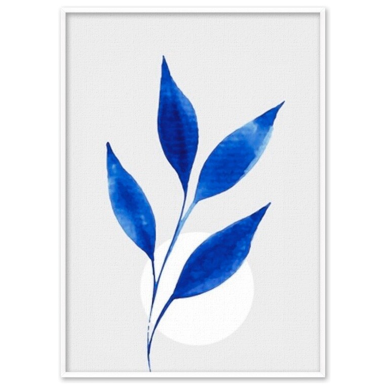 Постер на холсте в белой раме синий &quot;Цветы&quot; №8 18-0184-40х60