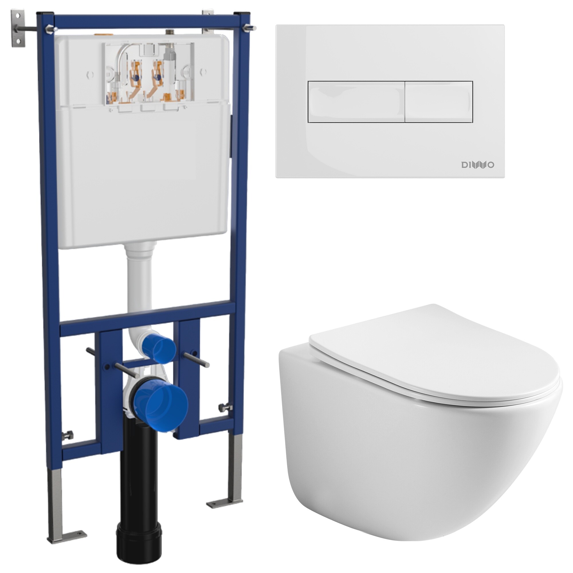 Унитаз подвесной Ceramicanova Mono CN1905 с инсталляцией Diwo 4501, с кнопкой белой 7320