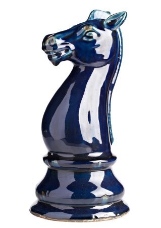 Статуэтка декоративная керамическая 32х15,5 см синяя Marine Chess Horse