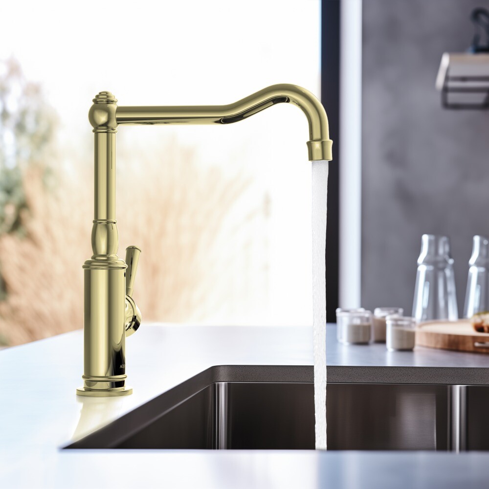 Смеситель для кухни с высоким изливом золото Aquatek "Классик" AQ1580PG - изображение 5