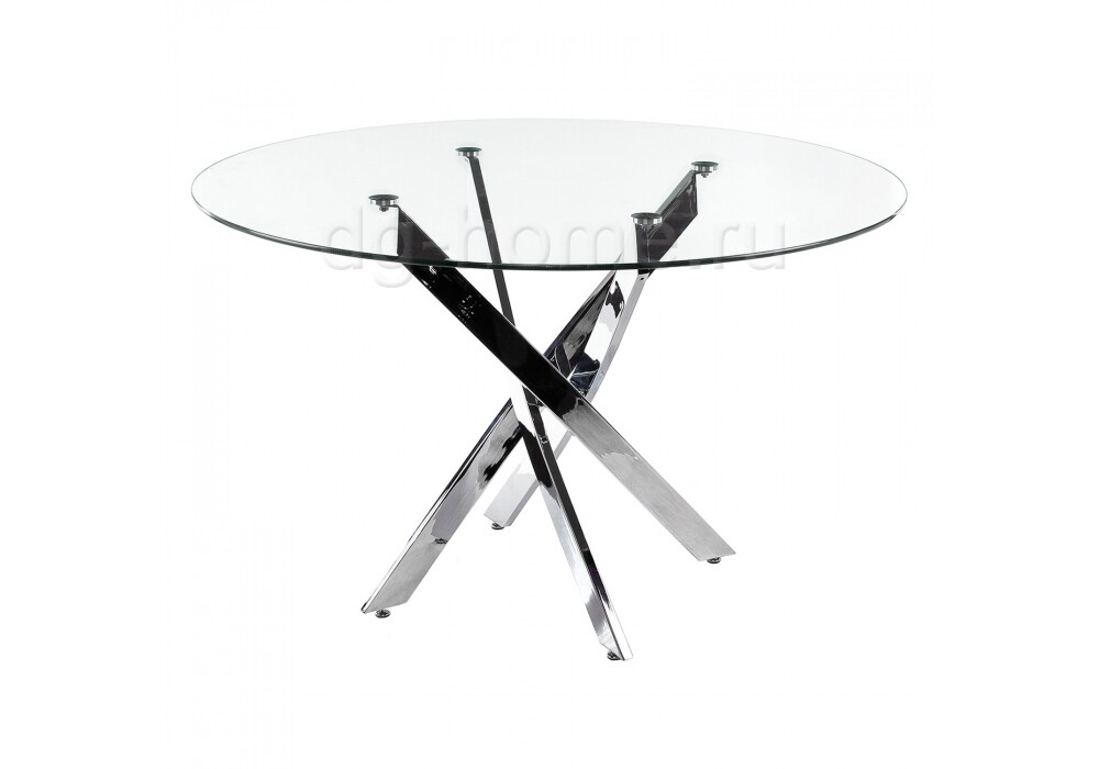 Обеденный стол стеклянный круглый с ножками хром 120 см Komo