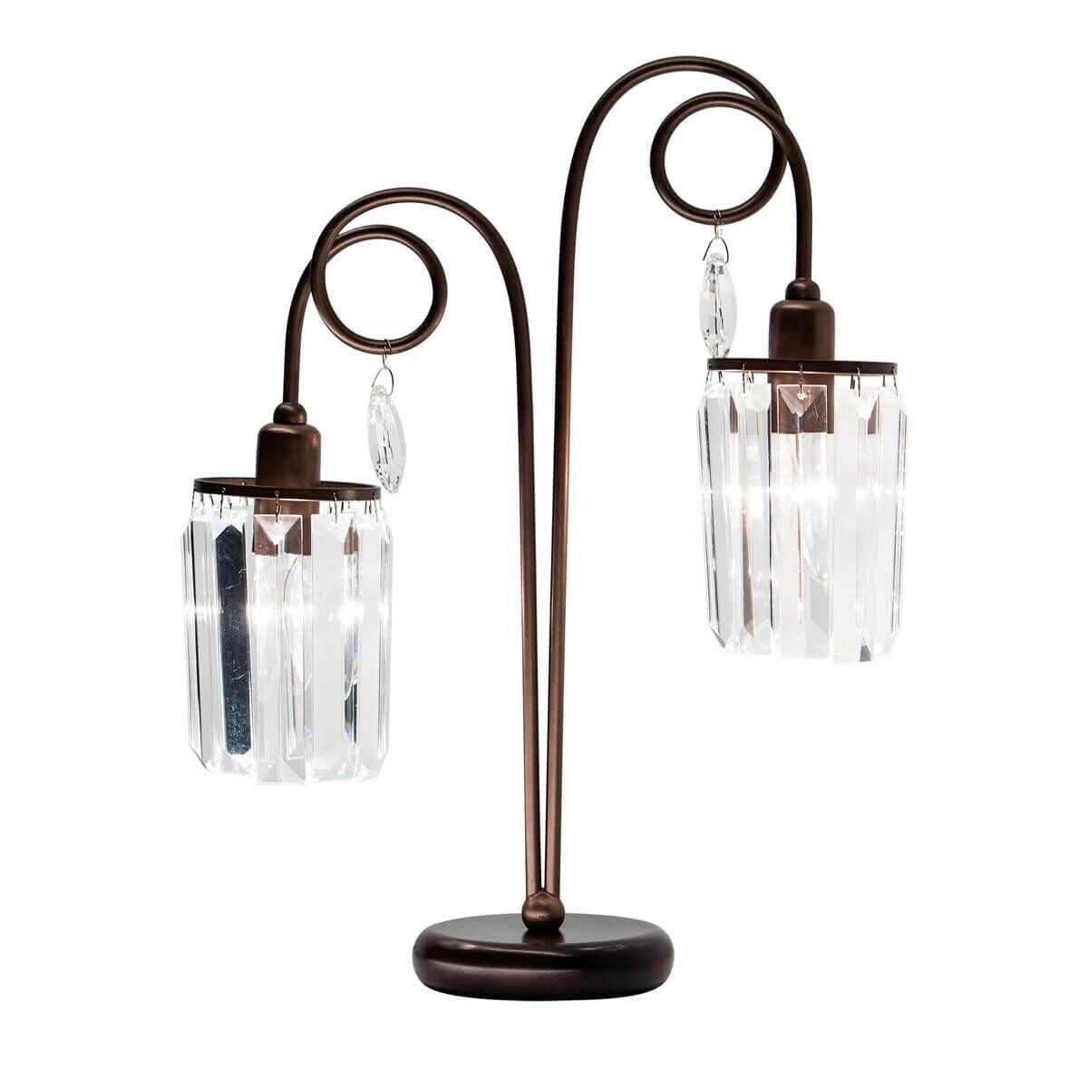 Настольная лампа с хрустальными плафонами на 2 лампы коричневая &quot;Синди&quot; CL330823