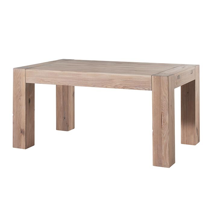 Обеденный стол деревянный с широкими ножками отбеленный дуб 160 см Bjorn